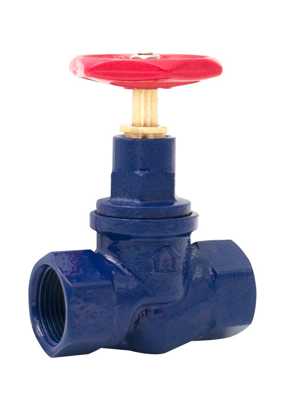 Liatinový prietokový kohútik s modrou povrchovou úpravou 1-1/4